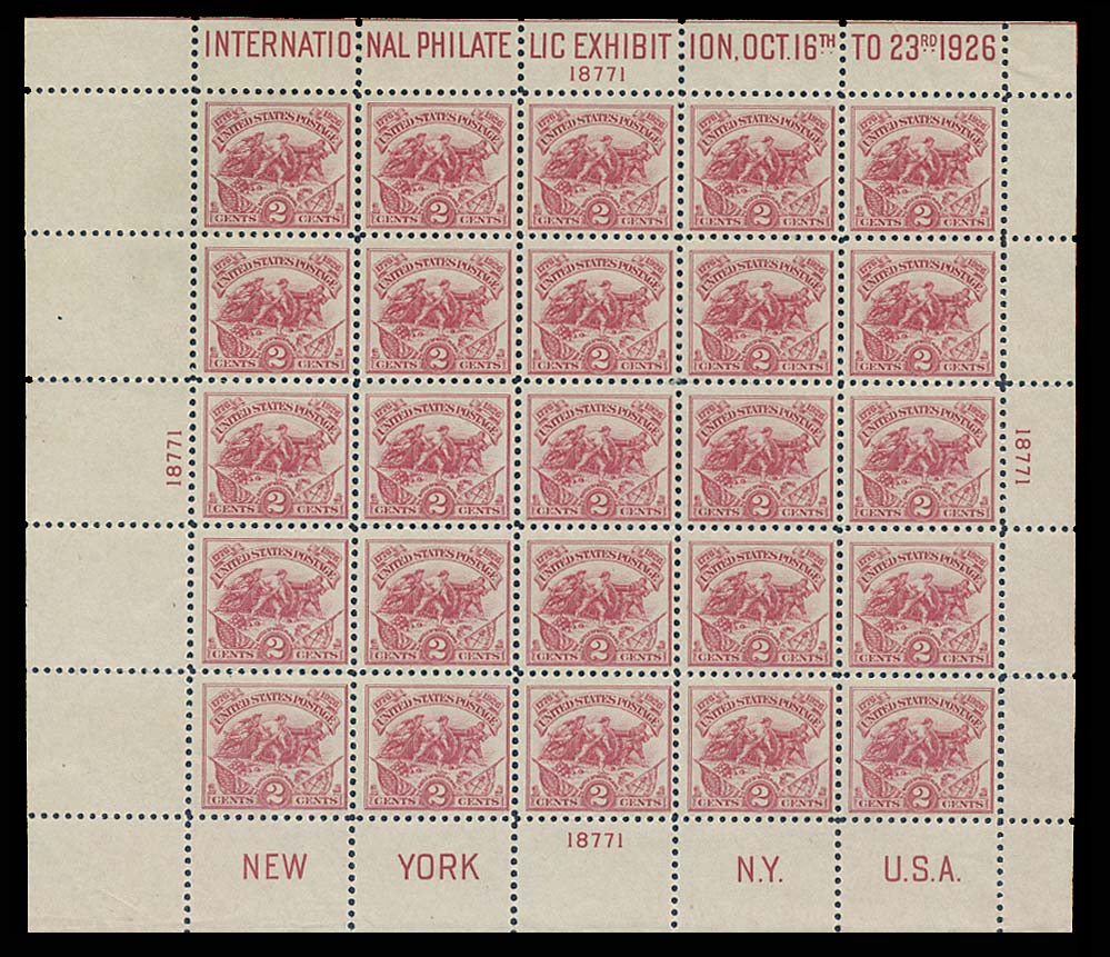 US 630 1926 White Plains Souvenir Sheet Allstamp