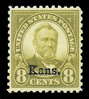 US 666 Eight cent Grant Ovpt Kans. Allstamp