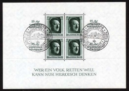 GE B104u Hitler Birthday Souvenir Sheet w/Surcharge