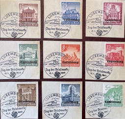 Luxembourg Overprinted Stamp Set NB1-9  Wartime Stamp Day Cancel!