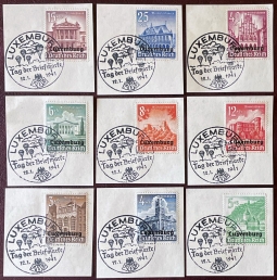 Luxembourg Overprinted Stamp Set NB1-9  Wartime Stamp Day Cancel!