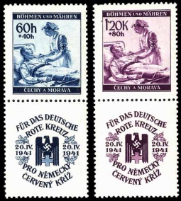 Bohemia & Moravia B3-4 Red Cross Vertical Layout