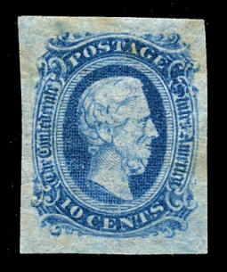 "CSA 11, 10-cent Blue Jefferson Davis"