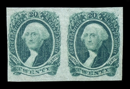 "CSA 13b, 20-cent Dark Green George Washington Pair"