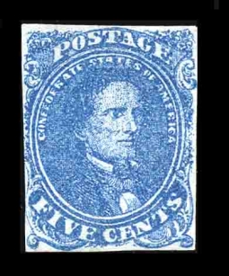 "CSA 4 Five-cent Dark Blue Jefferson Davis"