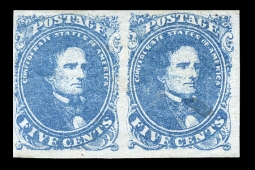 "CSA 4, Five-cent Blue Jefferson Davis Pair"