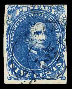 "CSA 4, Five-cent Blue Jefferson Davis"