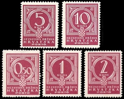 Croatia J6-10, 1941 Postage Due Set