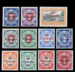 Danzig 200-210, Danzig Crest and Castle Overprinted