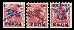 1920 Danzig C1-3 Airmail Overprints