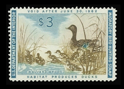 "RW28, FVF NH Mallards  Duck Stamp"