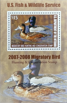 "RW74b VF NH, Ring-Necked Duck  Souvenir Sheet"