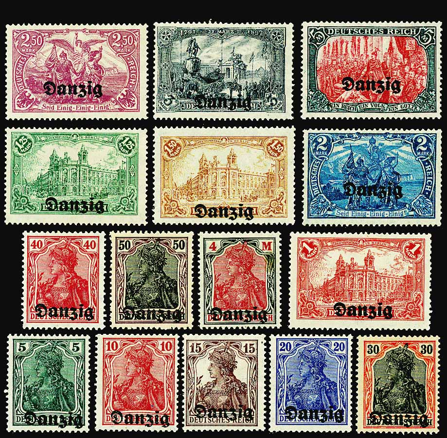 Danzig 1-15 Overprinted  "Danzig"