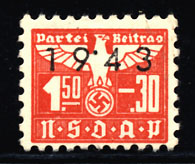 Nazi Party Dues 1943 "NSDAP" 1.50+.30 Marks