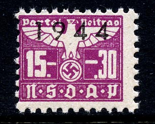 Nazi Party Dues 1944 "NSDAP" 15.30 Marks