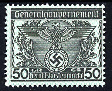 Nazi Occupation General Government Court Fee Stamp 50 gr. 1939