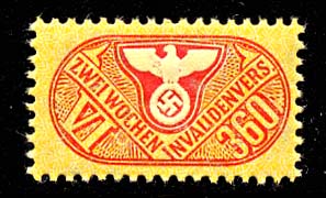 Nazi Disability Insurance stamp 360pf Revenue