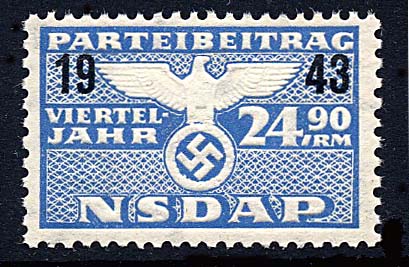 Nazi Party Dues Stamp 1943 24.90RM