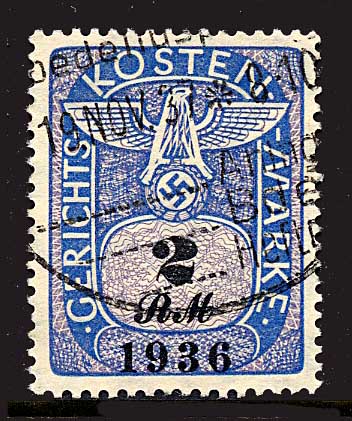 Court Fee Stamp 1936 Two  RM