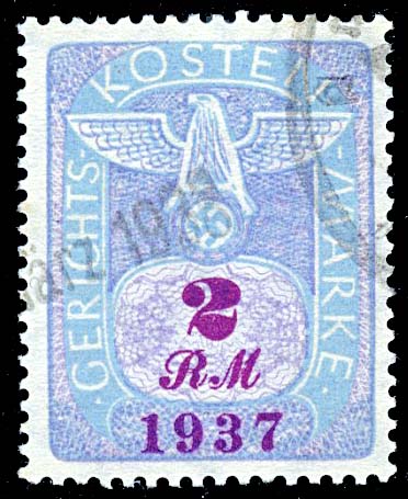 Court Fee Stamp 1937 Two  RM Purple Value