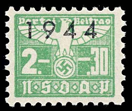 Nazi Party Dues 1944 "NSDAP" 2 +.30RM