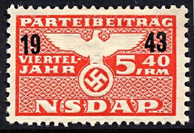 Nazi Party Dues Stamp  1943 5.40RM