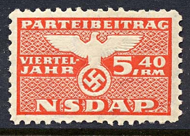 Nazi Party Dues Stamp  1939 5.40RM