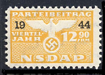 Nazi Party Dues Stamp  1944 12.90RM