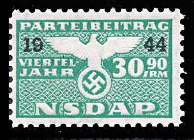 Nazi Party Dues 1944 "NSDAP" 30.90 Reich Marks