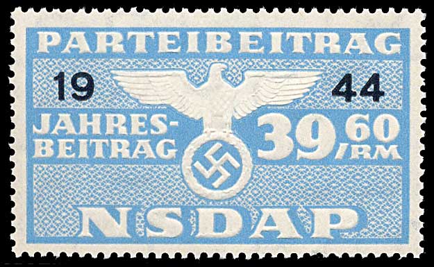 Nazi Party Dues Stamp  1944 39.60 RM