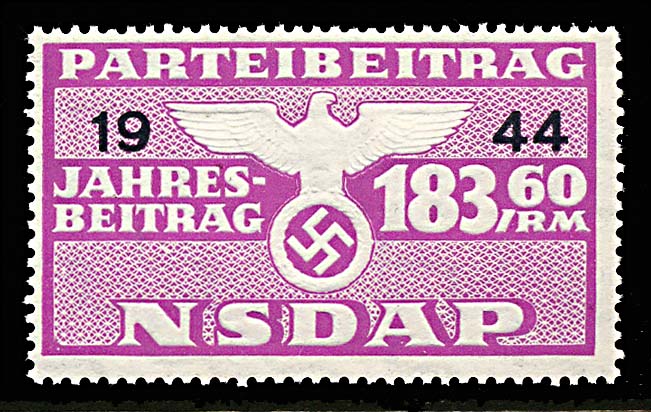 Nazi Party Dues Stamp  1944 183.60RM