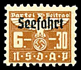 "Nazi Party Dues Stamp  1936 Seefahrt, 6+ .30RM"