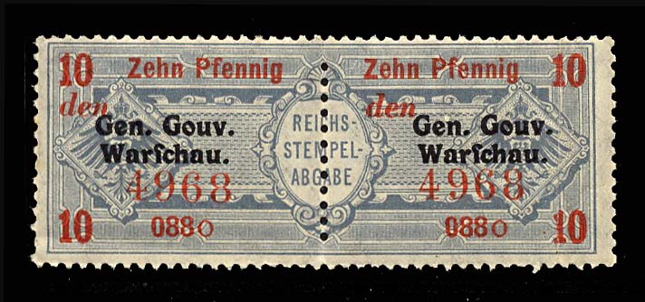 Nazi Stock Transfer Revenue Two Part, 10pf Occupation