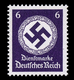 GE 6 PF 1942 Mi. 169c Swastika Stamp, Black-Grey Violet