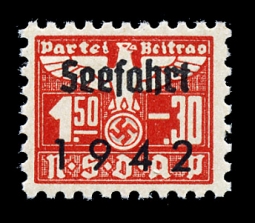 "Nazi Party Dues Stamp  1942 Seefahrt, 1.50 + .30RM"