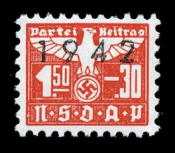 Nazi Party Dues 1942 "NSDAP" 1.50+.30 Marks