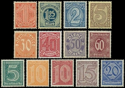 German Republic First Official Stamp Set, O1-13