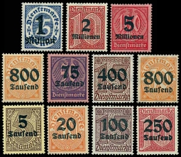 O29-39, 1923 Overprinted Official Stamps