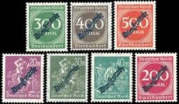 O22-28, 1923 Official "Dienstmarke" Overprint Stamps