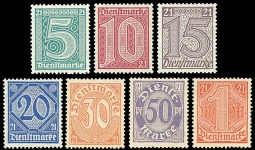 OL 9-15 1920 Official Stamps For Use in Prussia