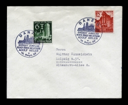 GE 492-3 "Danzig Ist Deutsch" Stamp Set on 1939 Hitler Event Cover