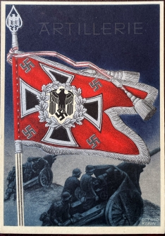 Wehrmacht Artillery Battle Flag Propaganda Card