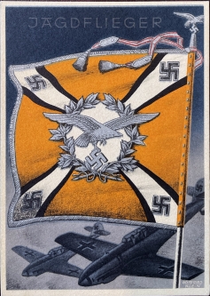 Luftwaffe Fighter Unit Battle Flag Propaganda Card