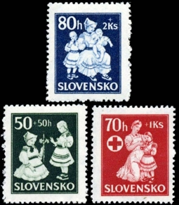 Slovakia B11-13,  1943 Children/Red Cross