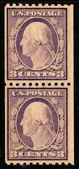 US 489 Three-cent Type II Washington Coil Pr.