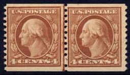 US 495 Four-cent  Washington Coil Line Pair