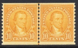 US 603 1923 10-cent Monroe Coil Line Pair