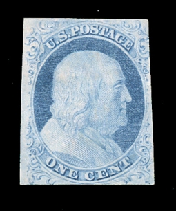 US 9 One-Cent 1851 Imperforate Franklin