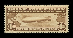 US C14 1930 $1.30 Graf Zeppelin and Map