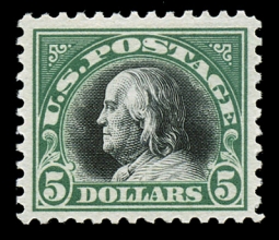 US 524 1918 $5 Green & Black Franklin